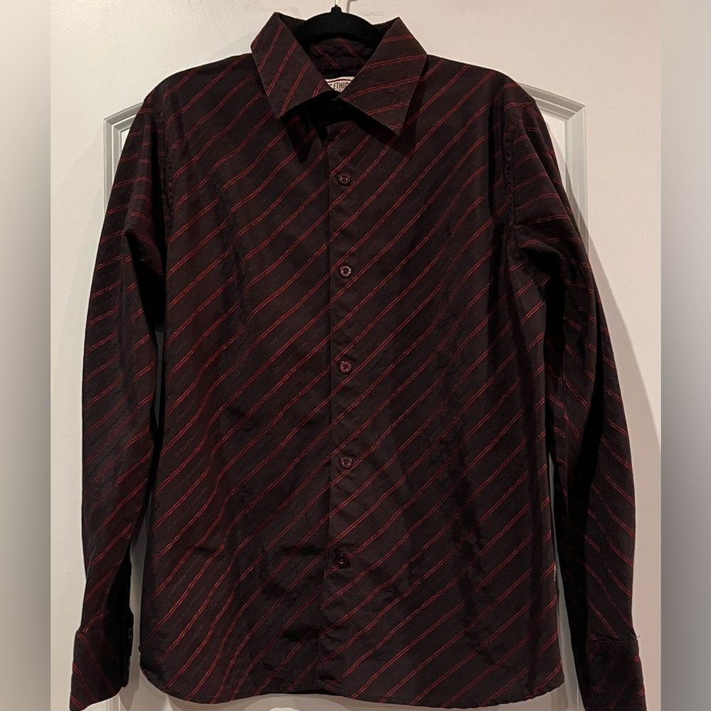 BC Ethic Men’s Button Down Shirt Red/Black Size Large‎